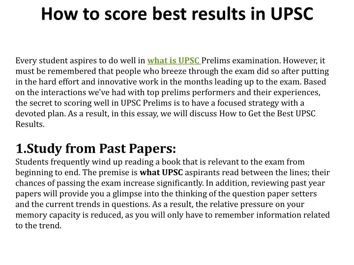 how to score best results in upsc