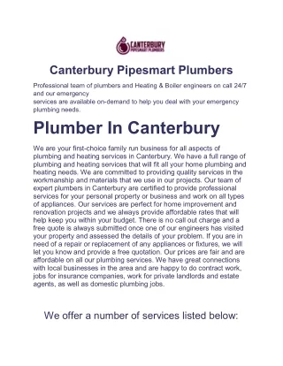 Canterbury Pipesmart Plumbers - Plumber In Canterbury