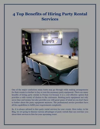 4 Top Benefits of Hiring Party Rental Services