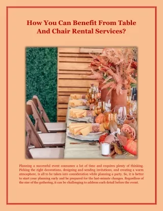 How You Can Benefit From Table And Chair Rental Services?