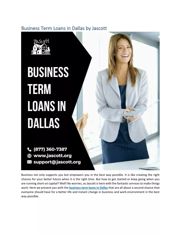 business term loans in dallas by jascott business