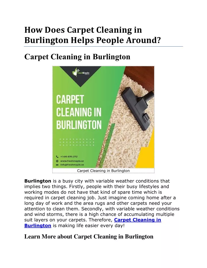 how does carpet cleaning in burlington helps
