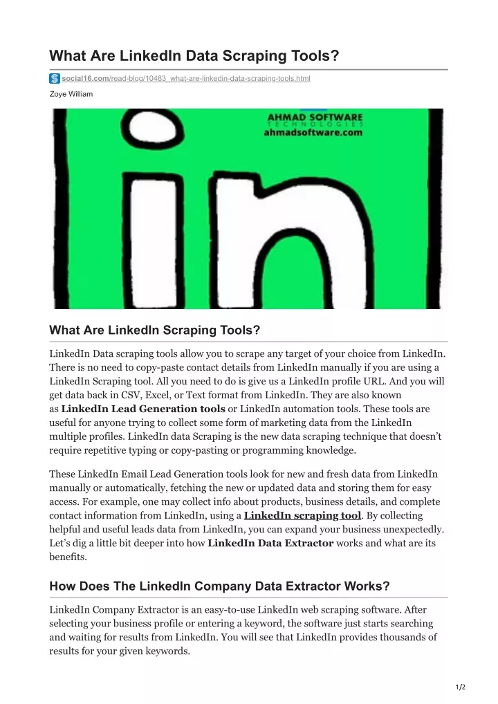 what are linkedin data scraping tools