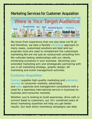 marketing services for customer acquisition