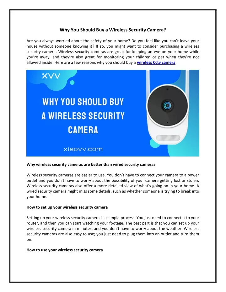 why you should buy a wireless security camera