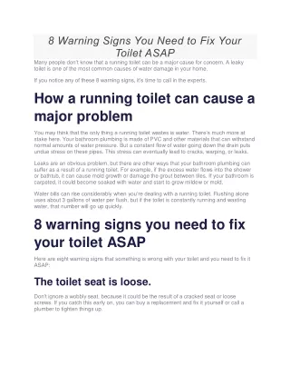 8 Warning Signs You Need to Fix Your Toilet ASAP