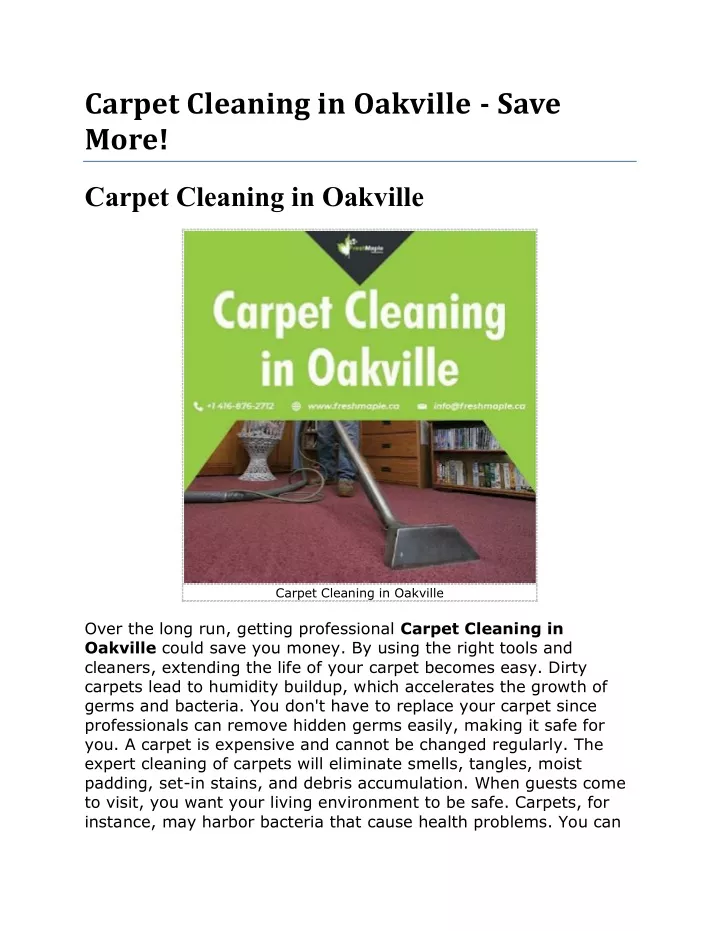 carpet cleaning in oakville save more