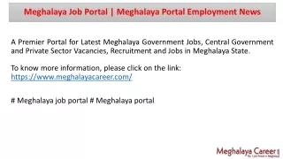 Meghalaya Job Portal  - Meghalaya Portal Employment News