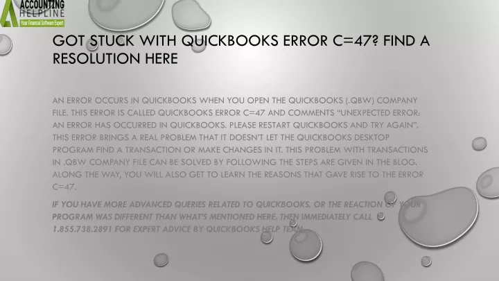 got stuck with quickbooks error c 47 find a resolution here