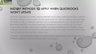 instant methods to apply when quickbooks won t update
