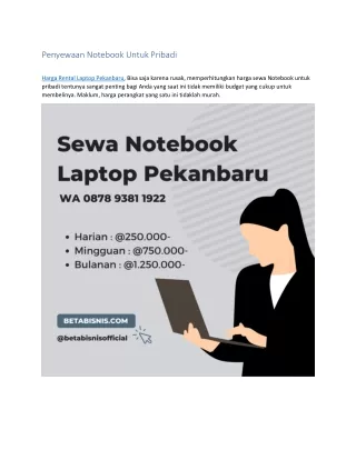 Sewa Notebook Laptop Pekanbaru, WA 0878 9381 1922