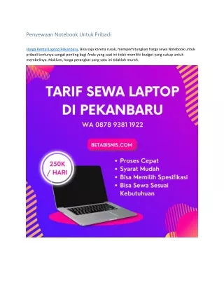 Tarif Sewa Laptop Di Pekanbaru, WA 0878 9381 1922