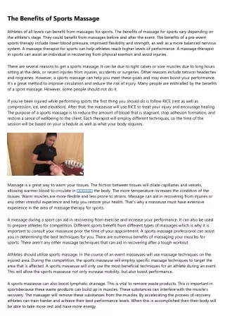 the benefits of sports massage