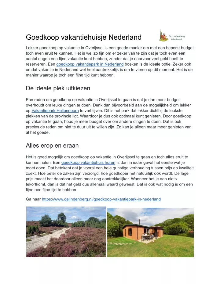 goedkoop vakantiehuisje nederland