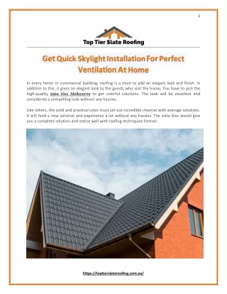 Get Quick Skylight Installation For Perfect Ventilation At Home