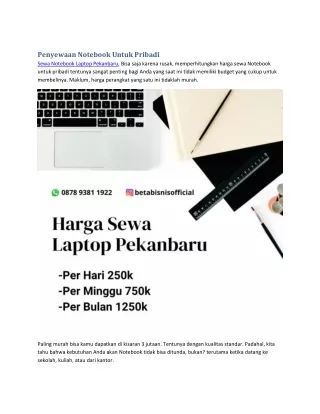 Tarif Sewa Laptop Di Pekanbaru