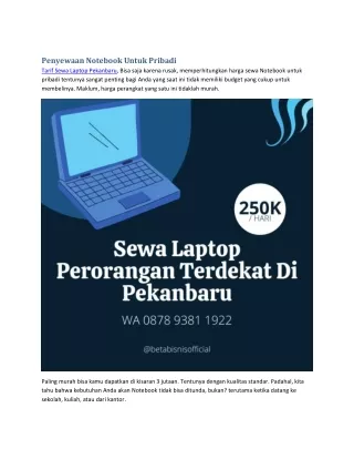 Tempat Menyewa Laptop Di Pekanbaru