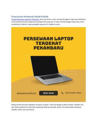 Tempat Penyewaan Laptop Terdekat Di Pekanbaru