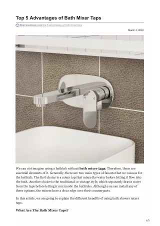 top 5 advantages of bath mixer taps