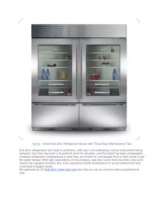 Avoid Sub-Zero Refrigerator Issues with These Easy Maintenance Tips