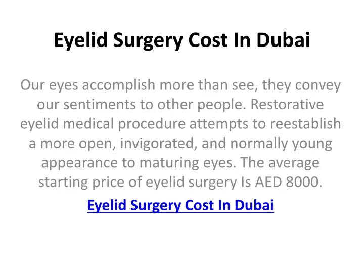 eyelid surgery cost in dubai