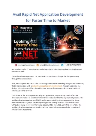 avail rapid net application development