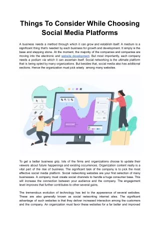 Things To Consider While Choosing Social Media Platforms