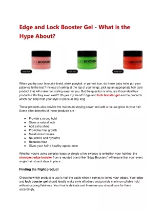 Edge and Lock Booster Gel - What is the Hype About