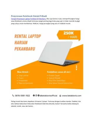 Tempat Rental Laptop Terdekat Di Pekanbaru