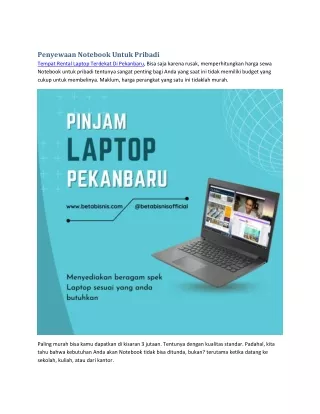 Tempat Sewa Laptop Di Pekanbaru