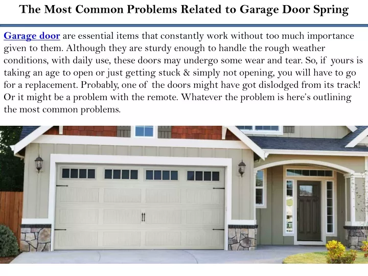 the most common problems related to garage door