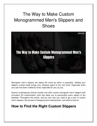 The Way to Make Custom Monogrammed Men's Slippers and Shoes
