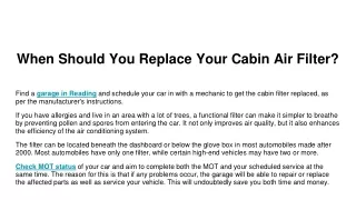 when should you replace your cabin air filter