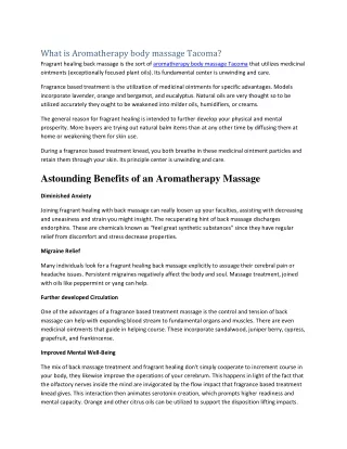 Aromatherapy body massage Tacoma