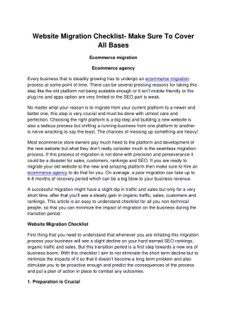website migration checklist make sure to cover