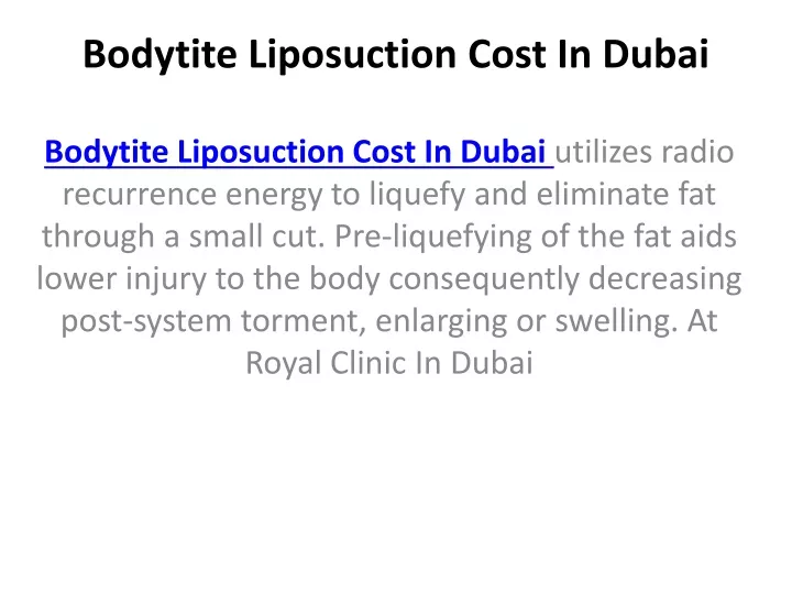 bodytite liposuction cost in dubai