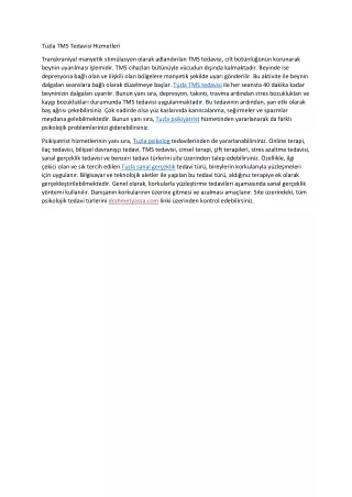 tuzla tms tedavisi hizmetleri