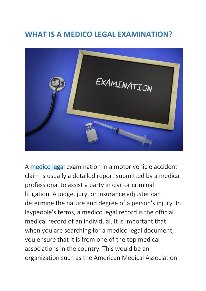 what is a medico legal examination