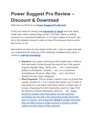power suggest pro review discount download