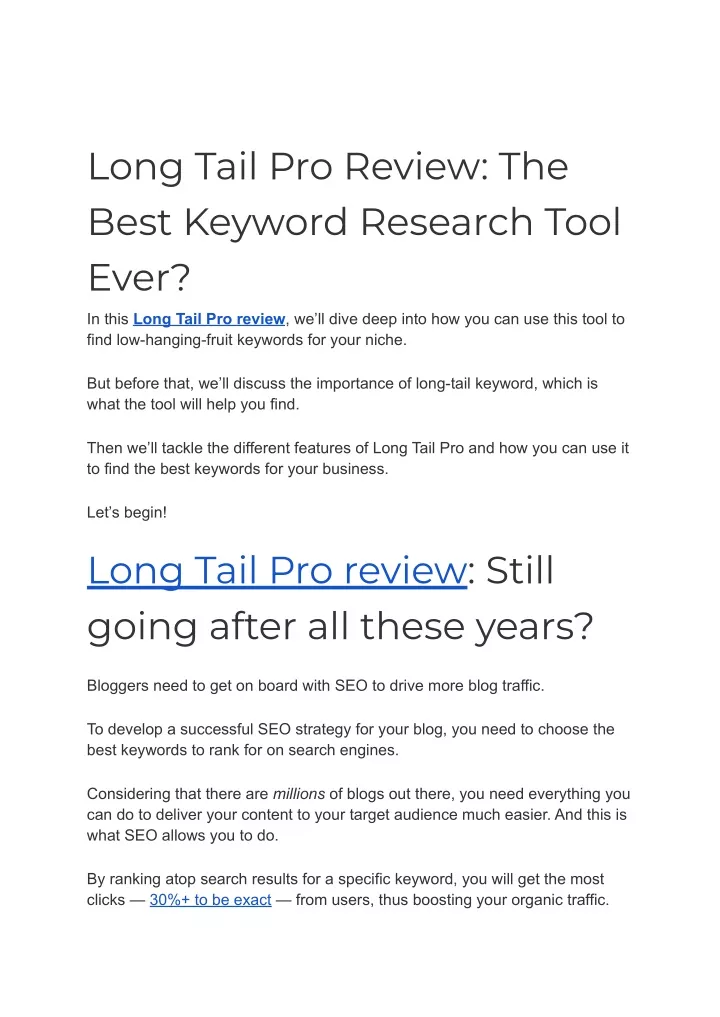 long tail pro review the best keyword research