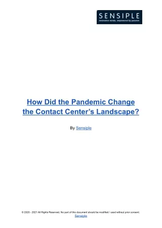 How Did the Pandemic Change the Contact Center’s Landscape_