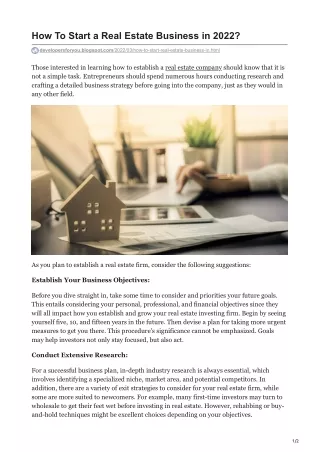 how to start a real estate business in 2022