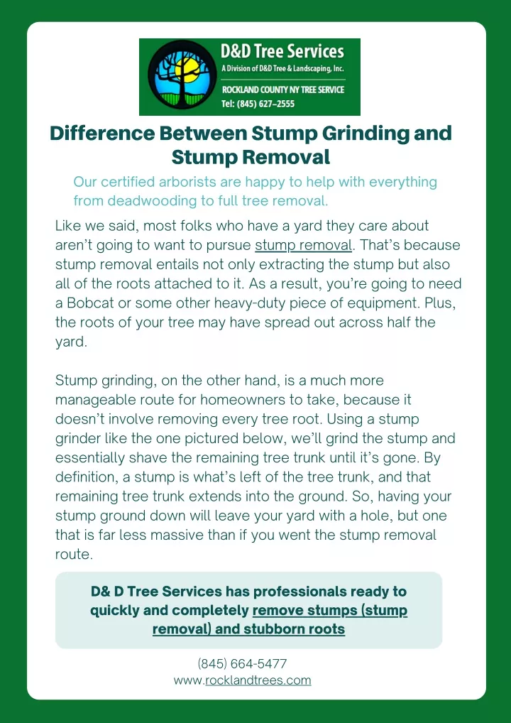 difference between stump grinding and stump