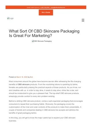 What Sort Of CBD Skincare Packaging Is Great For Marketing