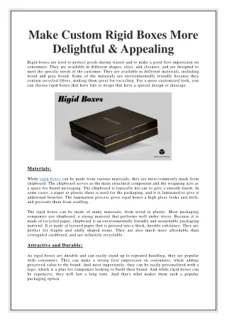 make custom rigid boxes more delightful appealing