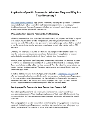 application specific passwords what are they
