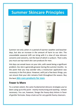 Summer Skincare Principles