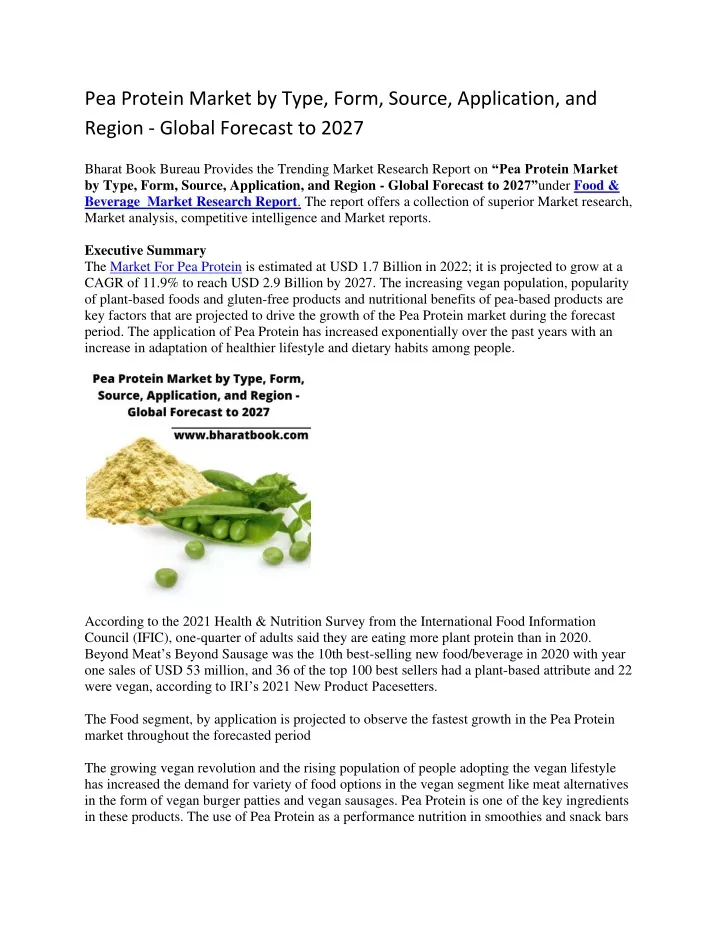 pea protein market by type form source