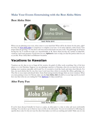 Make Your Events Entertaining with the Best Aloha Shirts