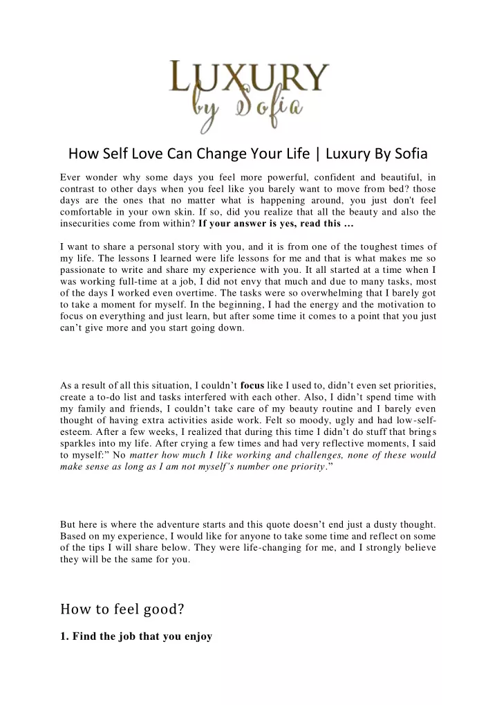 how self love can change your life luxury by sofia
